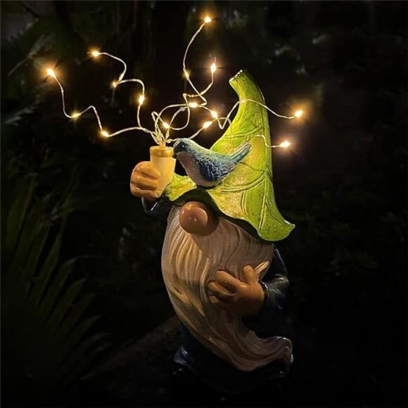 Garden Gnomes with Firework Solar Light Garden Decor for Outside Statues - Picture 7 of 7